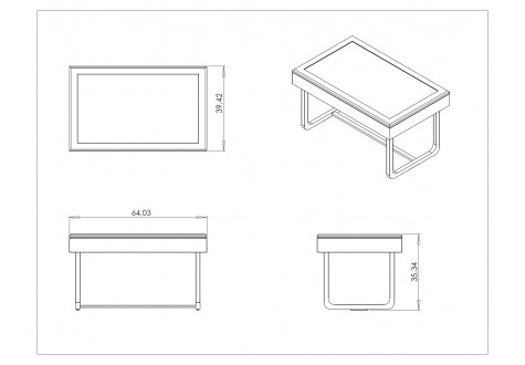 Mono 65" Custom  MultiTouch Table in Museum with up to 100 simultaneous touch points using Advanced IR or PCap (Projected Capacitive) Touch Technologies